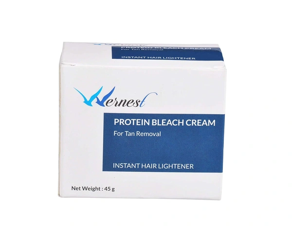 Wernest Protein Bleach Cream 45g | For Tan Removal | Brighten Skin & Lighten Facial Hair | Even Tone & Revitalized Skin | Smooth, Radiant Complexion | Nourishing Glow | Dark spot reduction | Wernest bleach for all skin types |