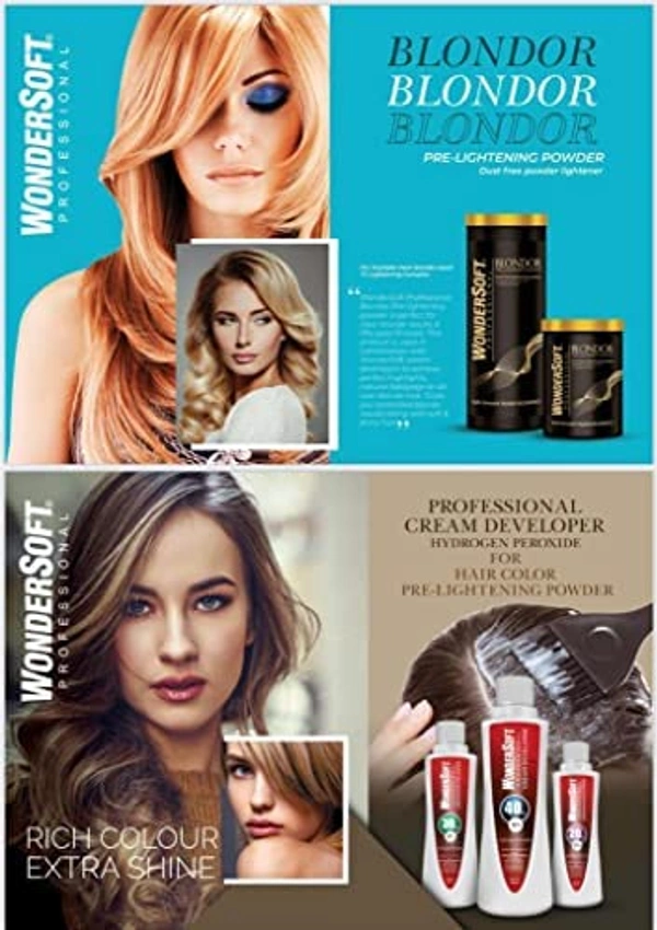 Wodersoft Wondersoft Professional Hair Blonder Pre Lightner Powder for unisex 400gm |  Fast & Effective Lightening for Blondes | Unisex Formula for Salon-Quality Hair Lightening & Bleaching