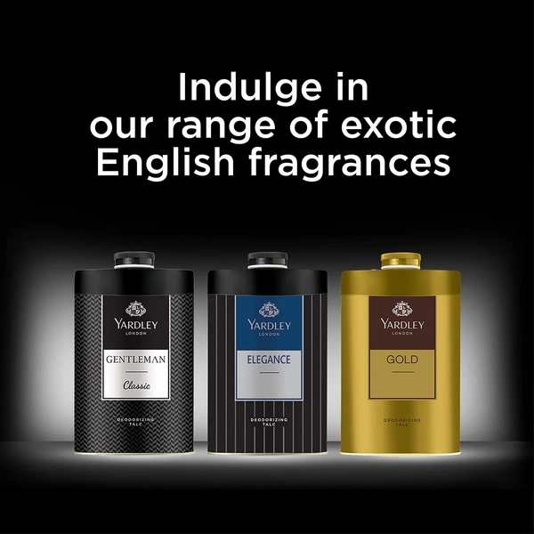 Yardley London Body Talc Gold Deodorizing (250g) for Men|Fresh Woody Scent|Masculine Fragrance