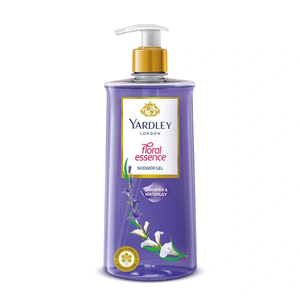 Yardley London Floral Essence Shower Gel 500ml | Gardenia & Waterlily | Hydrating & Refreshing | Paraben-Free | Luxurious Fragrance for Soft & Nourished Skin