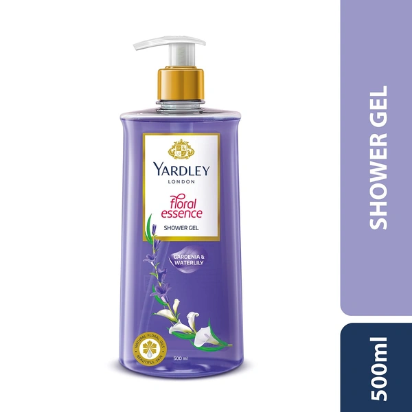 Yardley London Floral Essence Shower Gel 500ml | Gardenia & Waterlily | Hydrating & Refreshing | Paraben-Free | Luxurious Fragrance for Soft & Nourished Skin