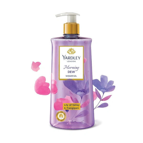 Yardley London Moarning Dew Shower Gel 500ml, Enriched with Lily of Flower & Frangipani | Paraben-Free & Refreshing Fragrance |Soft & Nourished Skin