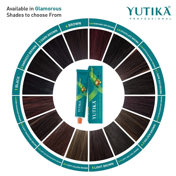Yuthika Professional Creme Hair Color Tube 100gm with 4.3 Golden Brown Shade | Permanent Fashion Shade | Smooth Shine Finish | Grey Coverage | Salon Quality Result at Home
