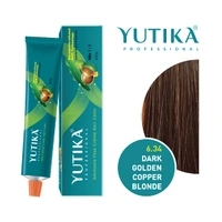 Yuthika Professional Creme Hair Color Tube 100gm with 6.34 Dark Golden Copper Blonde Shade | Permanent Fashion Shade | Smooth Shine Finish | Grey Coverage | Salon Quality Result at Home