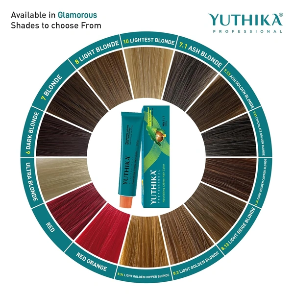 Yuthika Yutika Professional Creme Hair Color Tube 100gm Shade 7.1 Ash Blonde Permanent Hair Dye for Grey Coverage Long Lasting Color Rich Shine Smooth Salon Finish