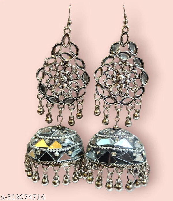 Heavy big jhumka with mirror work  Earring