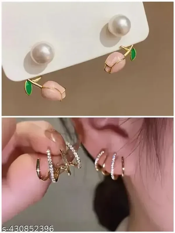 Combo pack of 2 korean earrings for women and girls