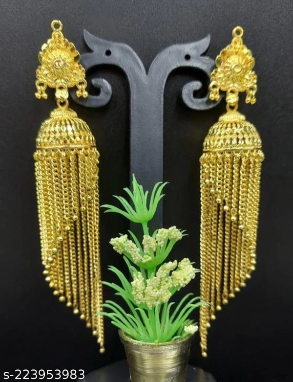 Beautiful Gold Exclusive and Expensive Design Heavy Long Jhumka Bareilly Wala For All Girls And Women Earring