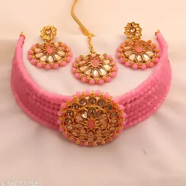 Aishwarya Choker Jewellery Set - Pink