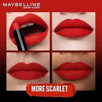 Maybelline New York Lipstick, Matte Finish, Bold Colour, Enriched With Jojoba Oil, Color Sensational Ultimattes, 299 More Scarlet, 1.7 g