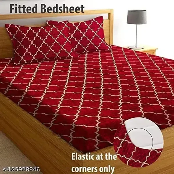 ST FITTED BEDSHEET WITH ELASTIC ON CORNERS DOUBLE BED KING SIZE GLACE COTTON (Size :: 72X78 inches)