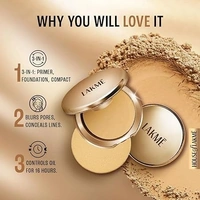 LAKME Lakme 9 To 5 Primer + Matte Powder Foundation Compact, Ivory Cream, Long Lasting, Buildable Coverage For A Matte Finish - Lightweight Face Makeup, 9 G