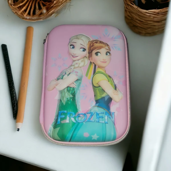 Frozen Pouch OXMEZA 3D EVA Frozen Pencil Case for Kids Compass School Box Pencil Case for Kids 3D EVA Hardtop Pencil Pouches for Girls and Boys (Pencil Pouch Frozen)