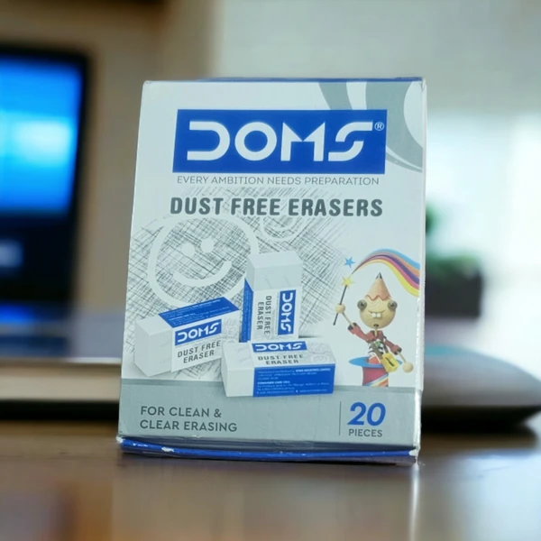 Doms Erasers DOMS Extra-Long Dust Free Non-Toxic Eraser (Setof 20, White) Non-Toxic Eraser (Set of 20, White)