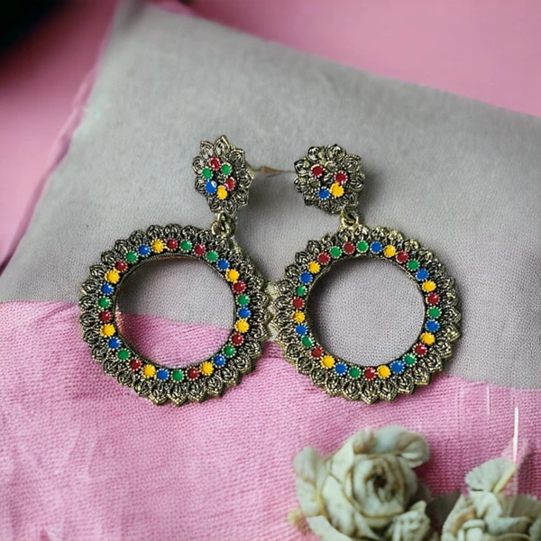 Women Traditional Earrings Combo Traditional Oxidised Multicolour Earrings.