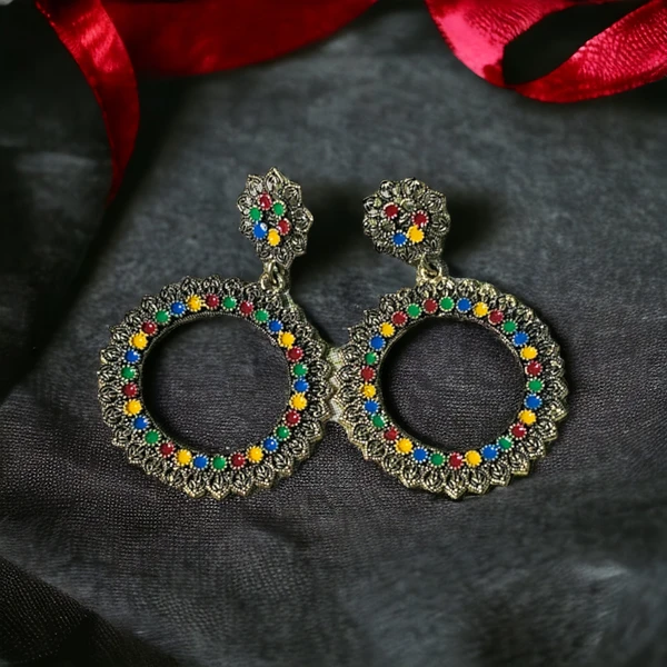 Women Traditional Earrings Combo Traditional Oxidised Multicolour Earrings.