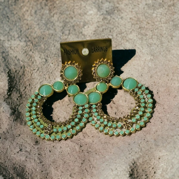 Nikitaaz Floral Turquoise Green Meenakari Jhumki For Women's & Girls - Eastern Blue