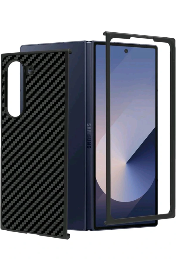 RIGGEAR Sleek Back Cover Case Compatible with Samsung Galaxy Z Fold 6 5G (TPU+PC | Black CF)