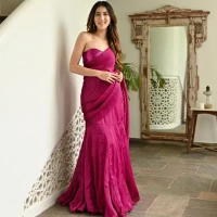 LAVANYA THE LABEL Pink Pleated Saree