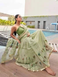 	 Tikhi Imli Floral Chiffon Saree (Onesize
