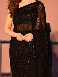 Sangria Black Sequinned Embellished Saree