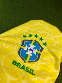 Kids Brazil Home Yellow Colour Jersey Set - XXL