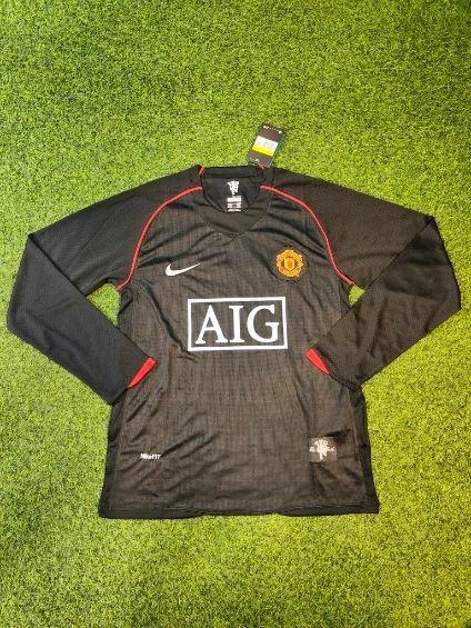 Man United Aig Black Kit Retro Manchester United 2008 Away Full Sleeve
