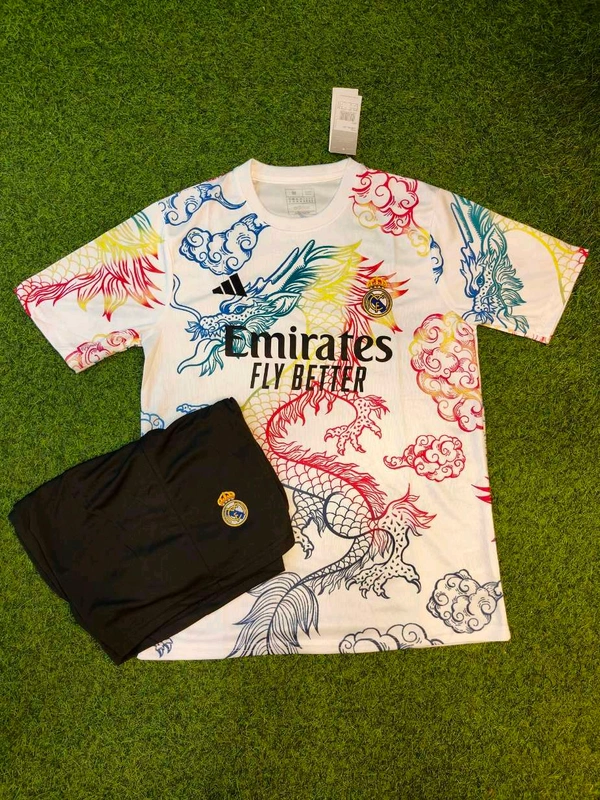 Madrid White Rainbow Dragon Jersey With Short - M