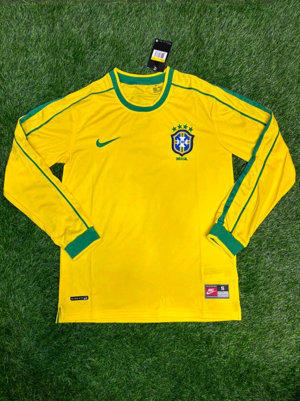Retro Brazil 1998 World Cup Jersey Full Sleeve  - S