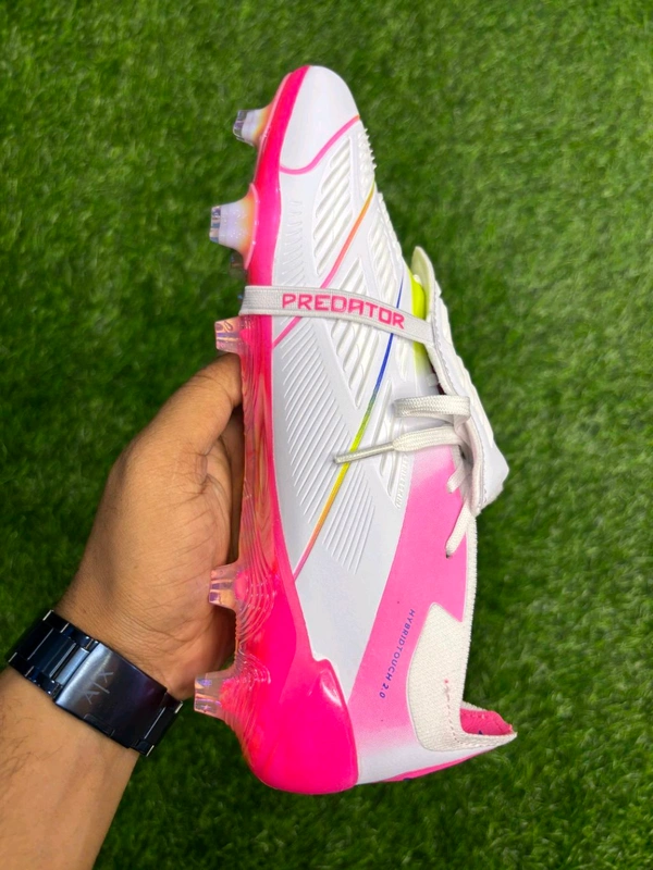Predator Elite Foldover Grey And Pink Colour FG With Lace - 7.5