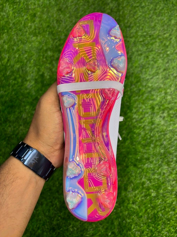 Predator Elite Foldover Grey And Pink Colour FG With Lace - 7.5