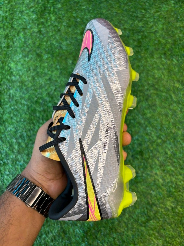 Hypervenom Phantom 3 Grey & Green Low-top FG With Lace  - 7