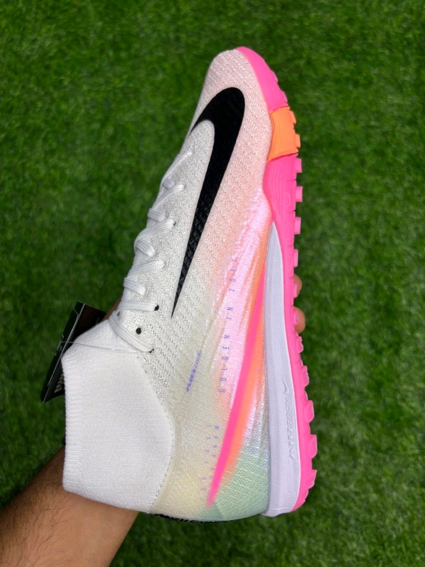 Mercurial Superfly 10 White Pink Mix AG/Turf High-Top With Lace - 8.5