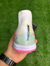 Mercurial Superfly 10 White Pink Mix AG/Turf High-Top With Lace - 8.5
