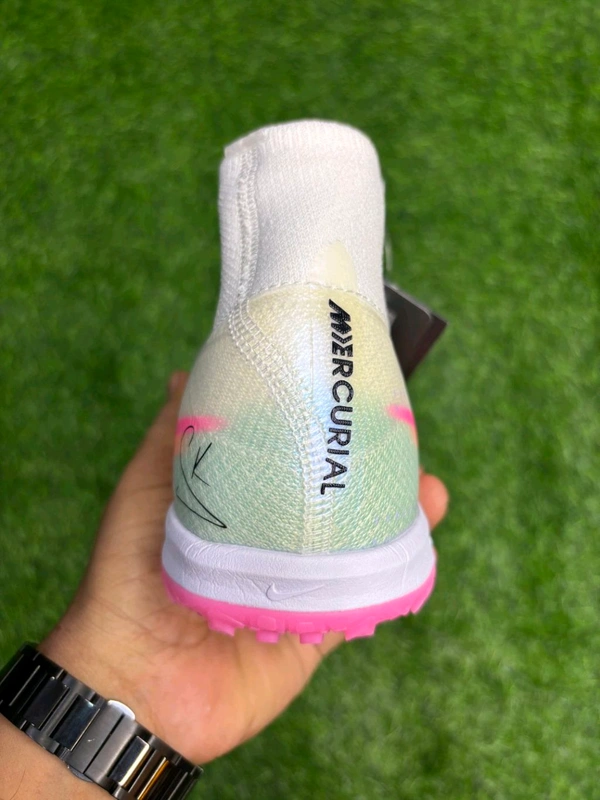 Mercurial Superfly 10 White Pink Mix AG/Turf High-Top With Lace - 8.5