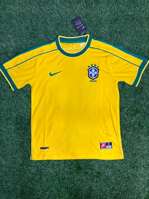 Retro Brazil 1998 World Cup Jersey Half Sleeve  - M