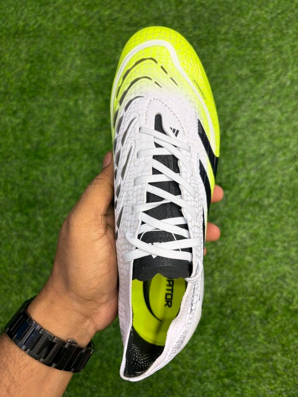 Predator Elite White Green Colour Low-top FG With Lace  - 6