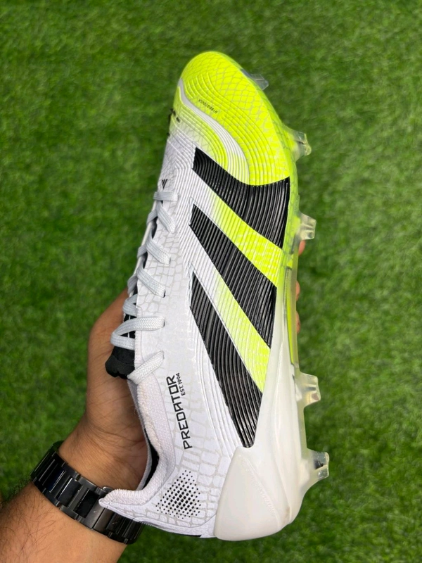 Predator Elite White Green Colour Low-top FG With Lace  - 9