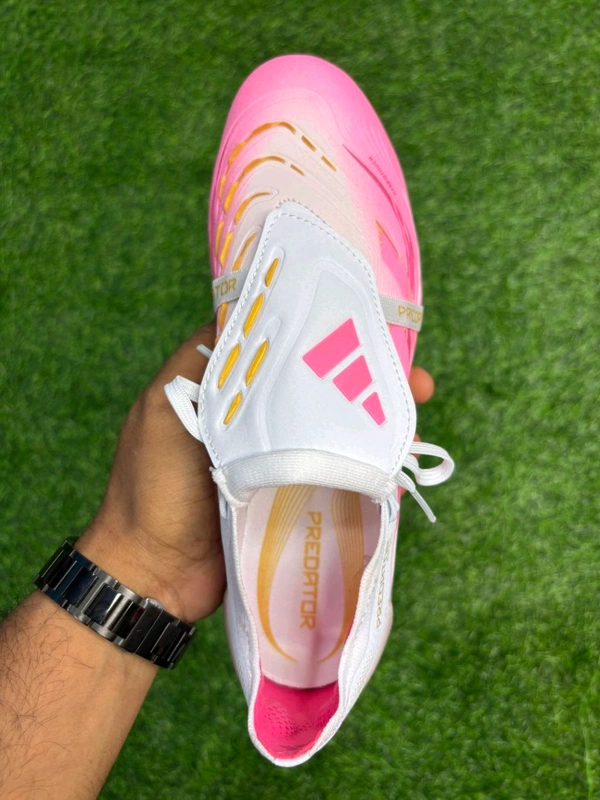 Predator Foldover Elite White Pink Colour FG  - 9