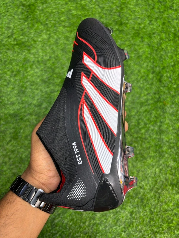 Predator Elite Black And Red Low-top FG Without Lace  - 8