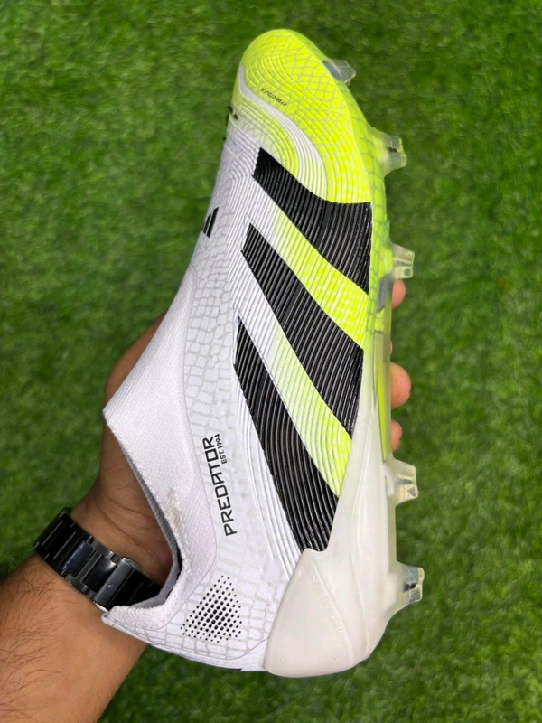Predator Elite White And Green Low-top FG Without Lace  - 9
