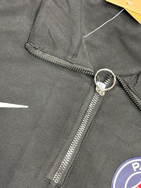 PSG Black Colour Polo Shirt With Zipper  - L