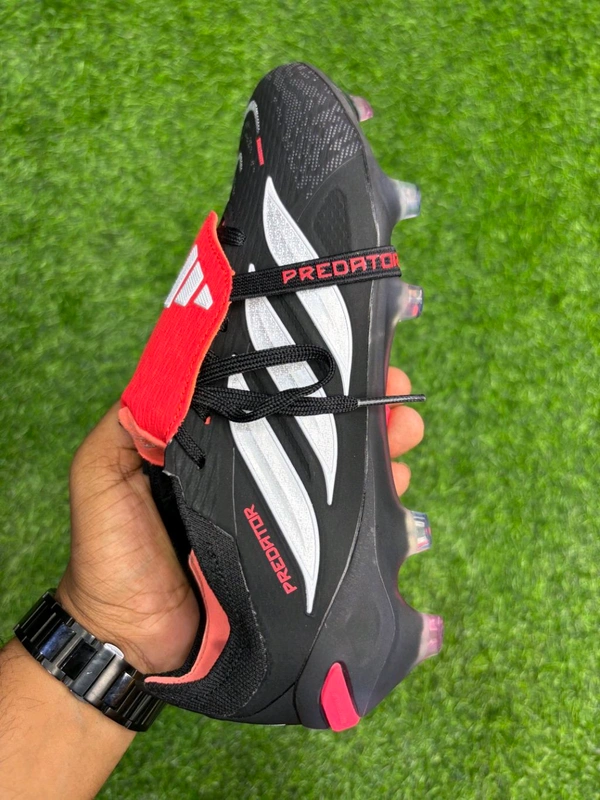 Predator Elite Foldover FG Red And Black With lace  - 6