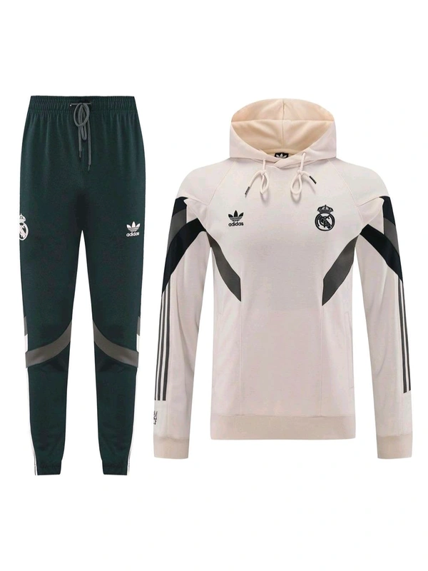 Madrid 2025 Cream And Grey Colour Traning Suit Set - M