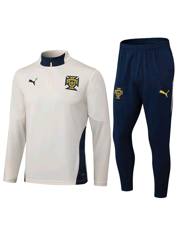 Portugal National Team Off White Blue Colour Training Suit - S