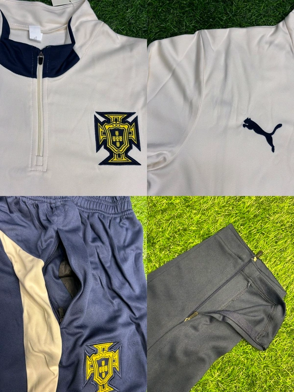 Portugal National Team Off White Blue Colour Training Suit - S