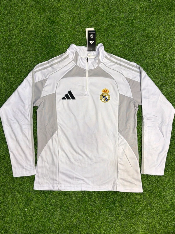 Madrid White And Grey Colour Training Suit - M