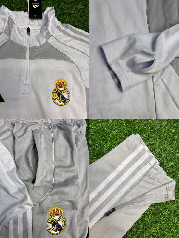 Madrid White And Grey Colour Training Suit - XL