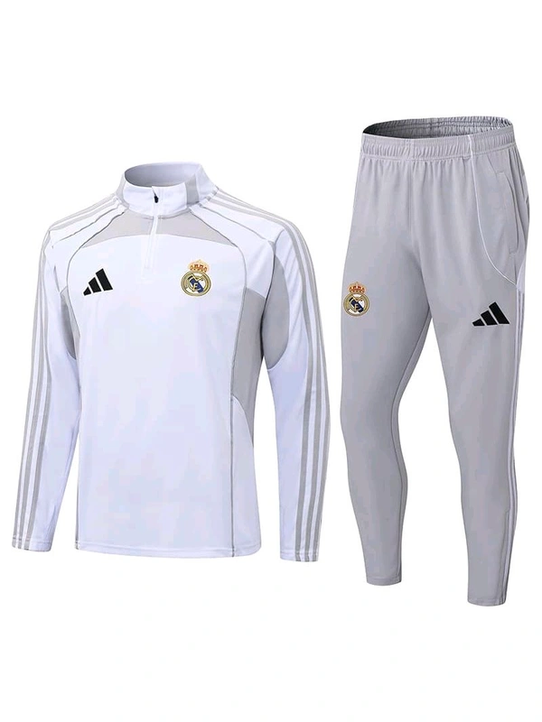 Madrid White And Grey Colour Training Suit - XXL