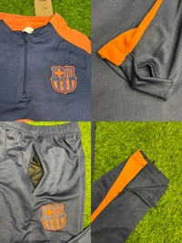 FC Barcelona Navy Blue And Orange Colour Training Suit - M
